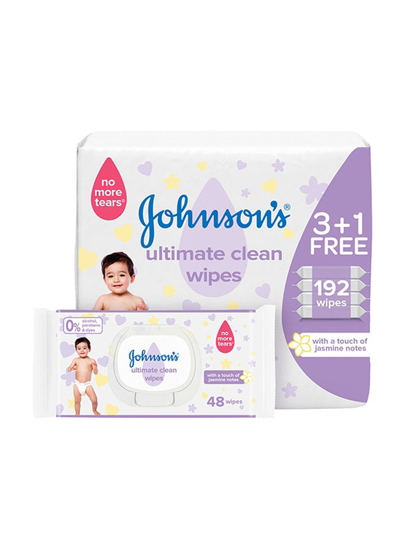 Johnson's 4 x 48 Wipes Baby Ultimate Clean Wipes for Kids