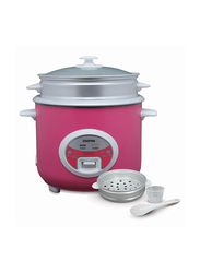 Geepas Non-Stick Inner Pot Deluxe Ricer Cooker, 700W, GRC4329, Pink/Silver