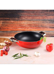 Royalford 30cm Non-Stick Round Wok Pan, Red/Black