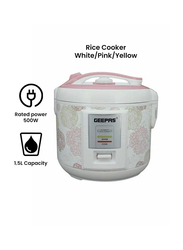 Geepas 1.5L Electric Rice Cooker, 500W, GRC4334/GRC4334N, Multicolour