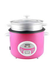 Geepas Non-Stick Inner Pot Deluxe Ricer Cooker, 700W, GRC4329, Pink/Silver