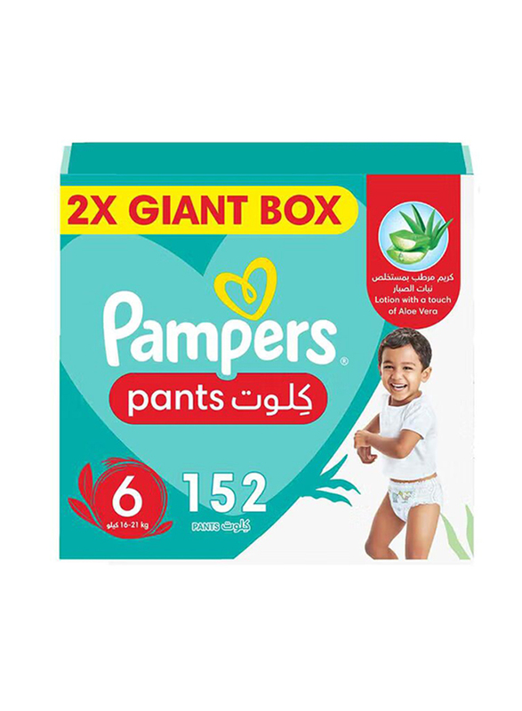 Pampers Baby Dry Pants Diapers with Aloe Vera Lotion, Size 6, 16-21 KG, 152 Count
