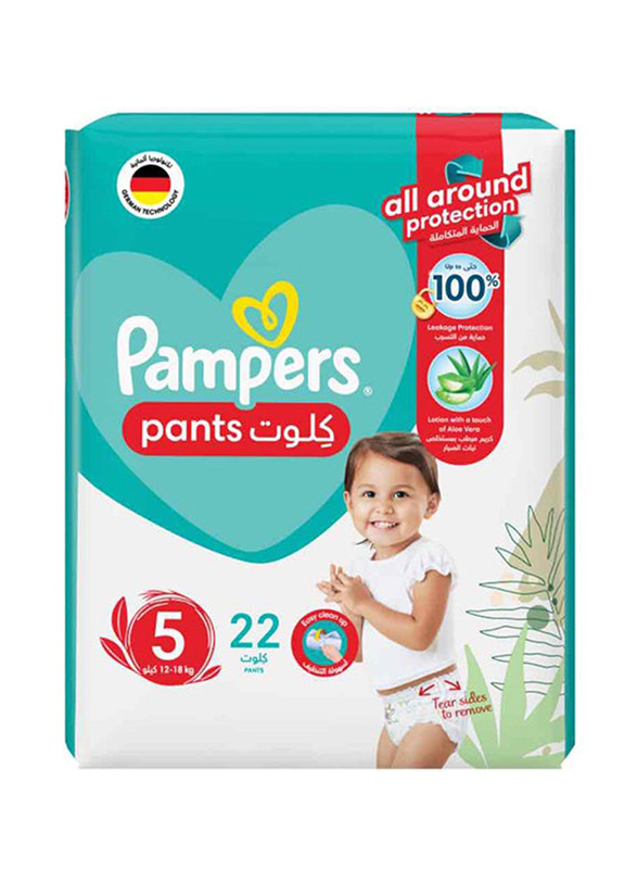 Pampers Baby Dry Pants Diapers with Aloe Vera Lotion & 360 Fit, Size 5, 12-18kg, Carry Pack, 22 Count