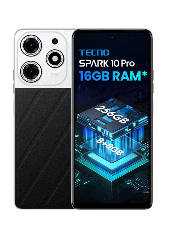 

Tecno Spark 10 Pro 256GB Lunar Eclipse, 8GB RAM, 4G, Dual Sim Smartphone, Middle East Version