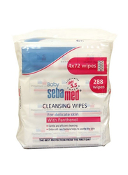 Sebamed 4 x 288 Count Cleansing Wet Baby Wipes for Delicate Skin, White