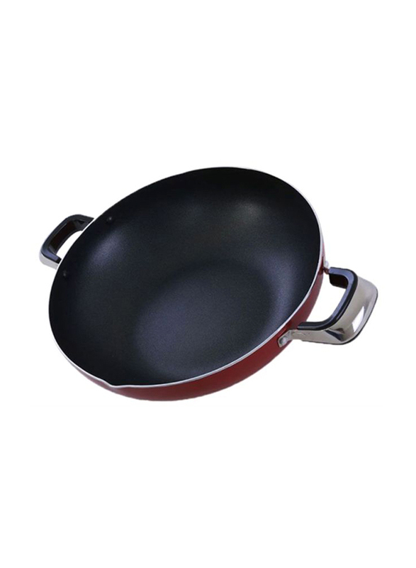 Royalford 30cm Non-Stick Round Wok Pan, Red/Black