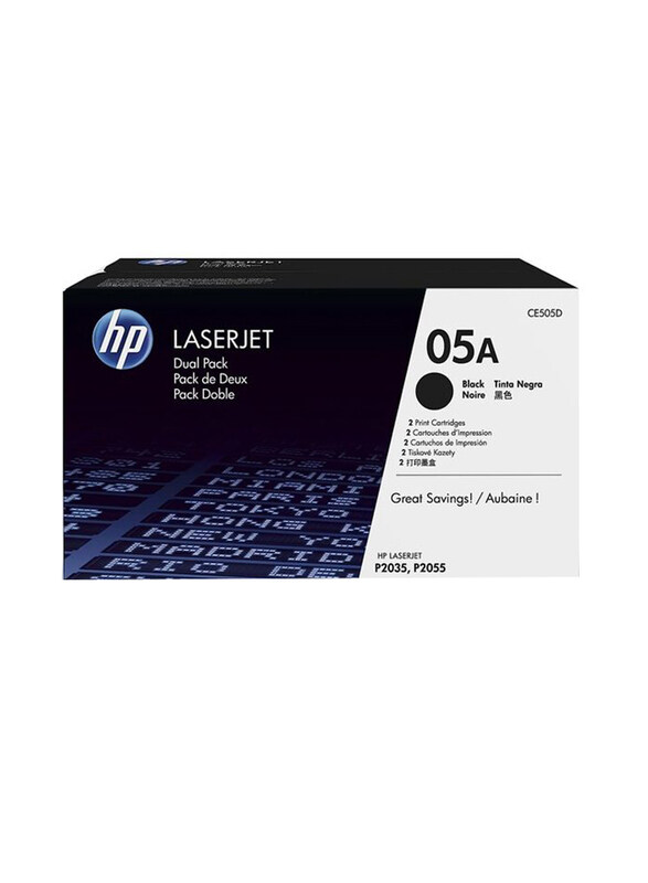 

HP 05A CE505D Black Original LaserJet Toner Cartridge, 2 Pieces