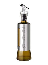 300ml Leak-proof Stainless Steel Olive Oil Dispenser Bottle for Cooking Oil & Vinegar Cruet, Silver/Clear
