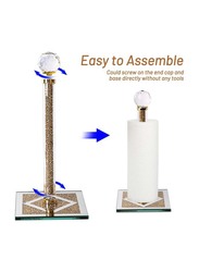 Handmade Qulable Paper Towel Holder Filled with Sparkly Crystal Crushed Diamonds, Gold/White