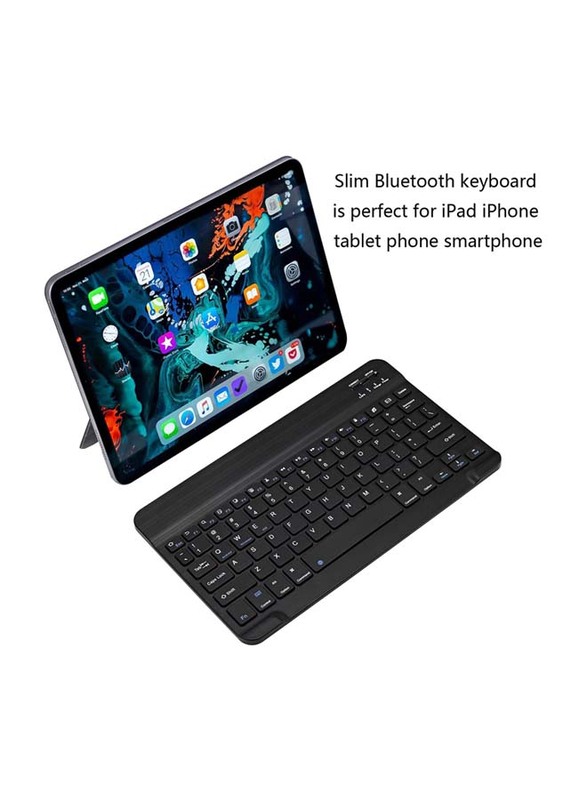 Apple iPad/Samsung Tablet/Windows Portable Mini Ultra-Slim Bluetooth English Keyboard, Black