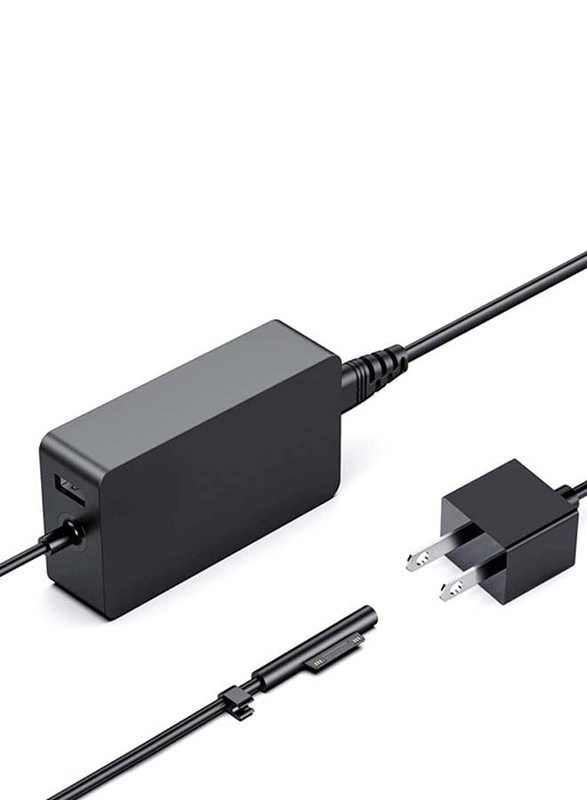 65W Charger for Microsoft Surface Pro 3/Pro 4, Surface Laptop Book Pro 5, Model 1706, Aweil 15V 4A Adapter with USB Charging Port & 6Ft Power Cord, Black
