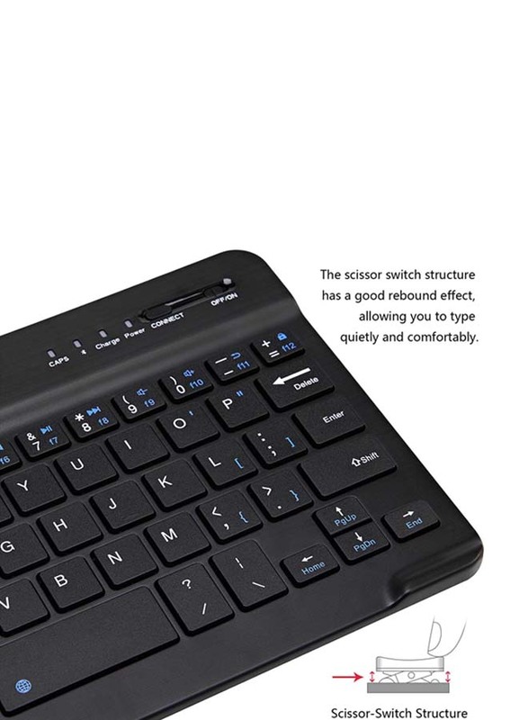 Apple iPad/Samsung Tablet/Windows Portable Mini Slim Bluetooth English Keyboard, Black