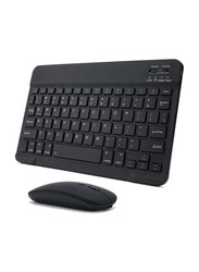 Apple iPad/Samsung Tablet/Windows Rechargeable Ultra-Slim Bluetooth Keyboard with Mouse, Black