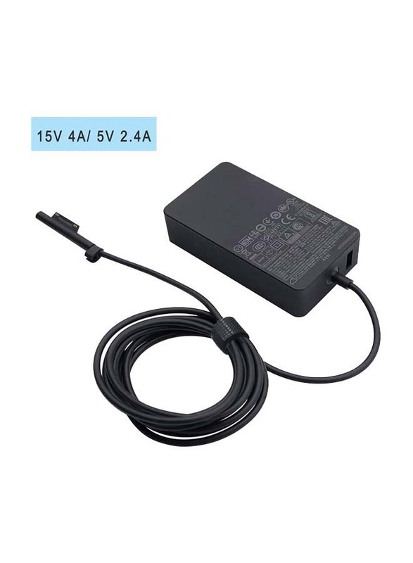 65W 15V 4A Surface Pro Book Charger Power Supply with USB Output for Microsoft Surface Pro 3/Pro 4/Pro 5/Pro 6/Pro 7/Pro 8/Pro X, Surface Go 1/2, Surface Laptop 1/2/3, Surface Book 1/2, Black