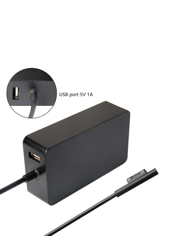 65W Charger for Microsoft Surface Pro 3/Pro 4, Surface Laptop Book Pro 5, Model 1706, Aweil 15V 4A Adapter with USB Charging Port & 6Ft Power Cord, Black