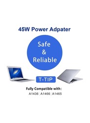 45W Replacement T-Tip Power Adapter Charger for Apple Macbook Air 11 13-inch, White