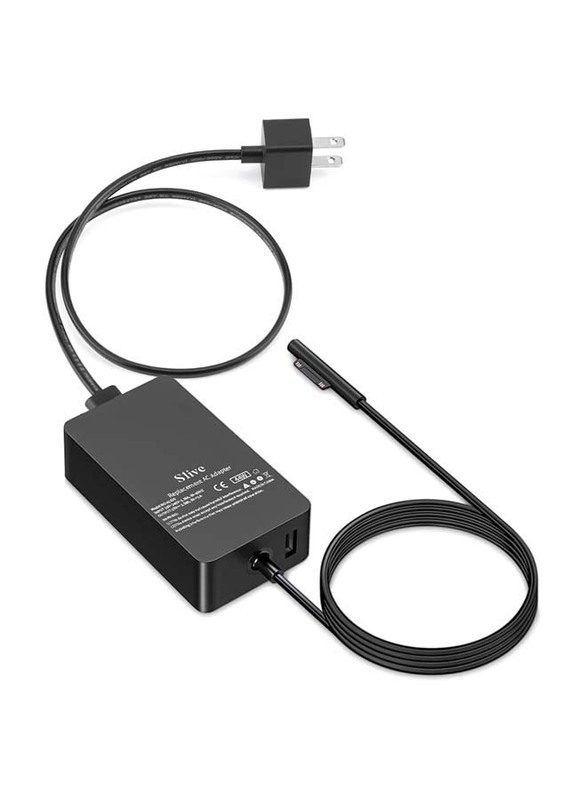 44W 15V 2.58A Slive Updated Version Surface Pro Charger for Microsoft Surface Pro 3/Pro 4/Pro 5/Pro 6/Pro 7, Surface Laptop 1/2, Surface Book & Surface Go with 5V 1A USB Charging Port, Black