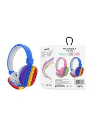 Wireless Over-Ear Noise Cancelling Headphones With Silicone Fidget Pop Bubbles Microphone, Blue
