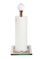 Handmade Qulable Paper Towel Holder Filled with Sparkly Crystal Crushed Diamonds, Gold/White
