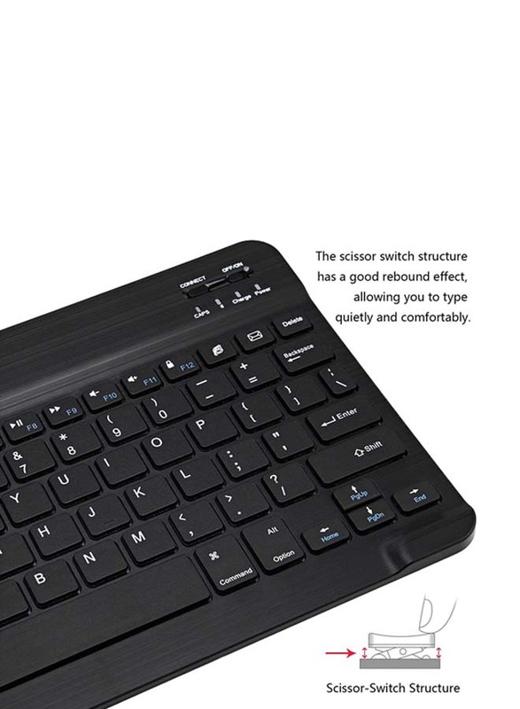 Apple iPad/Samsung Tablet/Windows Portable Mini Ultra-Slim Bluetooth English Keyboard, Black