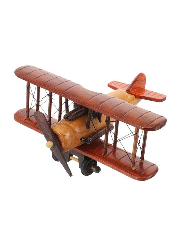 Wooden Retro Airplane Figurines Decoration, Brown