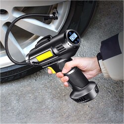 150 PSI Digital Electric Tyre Inflator Compressor Air Pump for Car, Motorcycle & Bicycle with Battery, Black