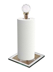 Crystal Paper Towel Holder with Filled with Sparkly Crystal Crushed Diamond & Cube Base, Gold