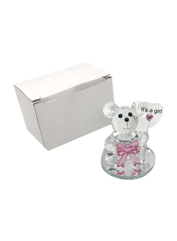 

Generic Crystal Teddy Bear Figurines with Decorated Pouches for Baby Girl, Clear/Pink