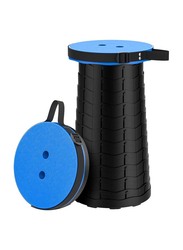 Portable Adjustable Telescopic Camping Outdoor Stool, Black/Blue