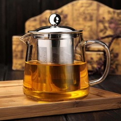 950ml Non-Toxic Borosilicate Glass Elegant Glass Teapot with Stainless Steel Infuser Strainer, Transparent