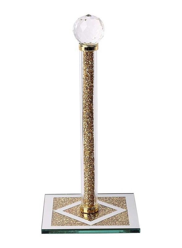 

Generic Crystal Paper Towel Roll Holder Filled with Sparkly Crystal Crushed Diamond, Gold