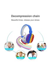 Wireless Over-Ear Noise Cancelling Headphones With Silicone Fidget Pop Bubbles Microphone, Blue