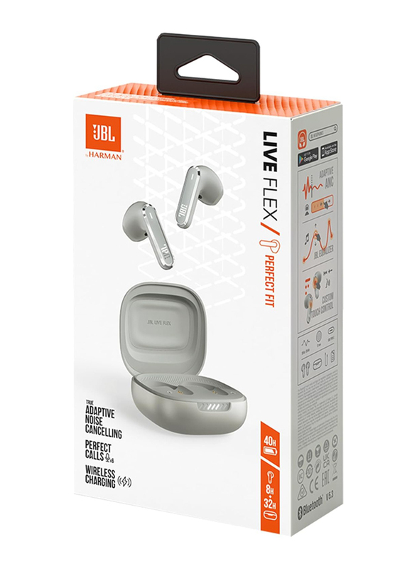 JBL Live Flex True Wireless In-Ear Noise Cancelling Earbuds, Silver