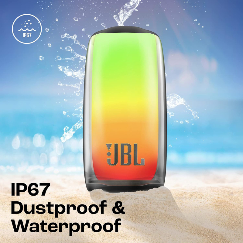JBL Pulse 5 IP67 Waterproof Portable Bluetooth Speaker with Light Show, White