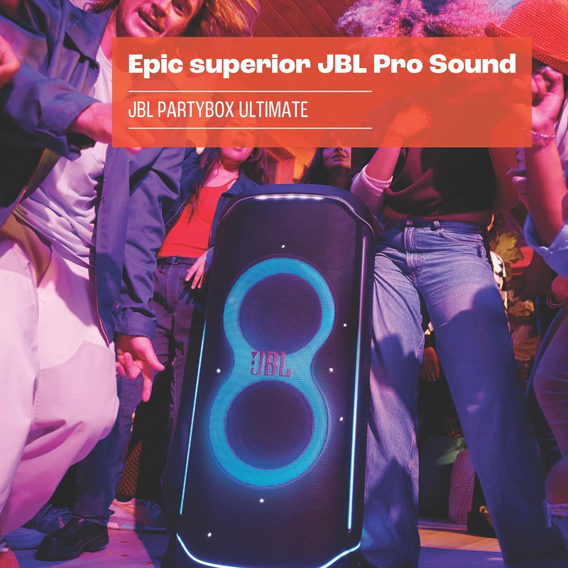JBL PartyBox Ultimate IPX4 Splashproof Wireless Party Speaker, Black