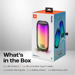 JBL Pulse 5 IP67 Waterproof Portable Bluetooth Speaker with Light Show, White