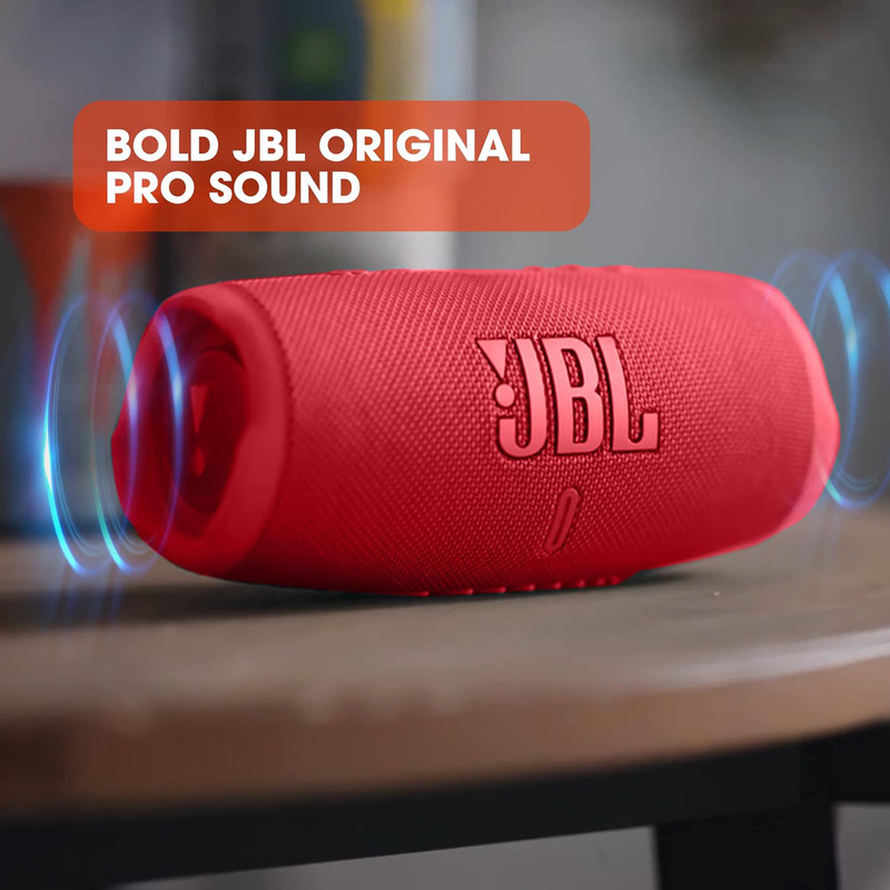 JBL Charge 5 IP67 Waterproof Portable Speaker with Powerbank, Red
