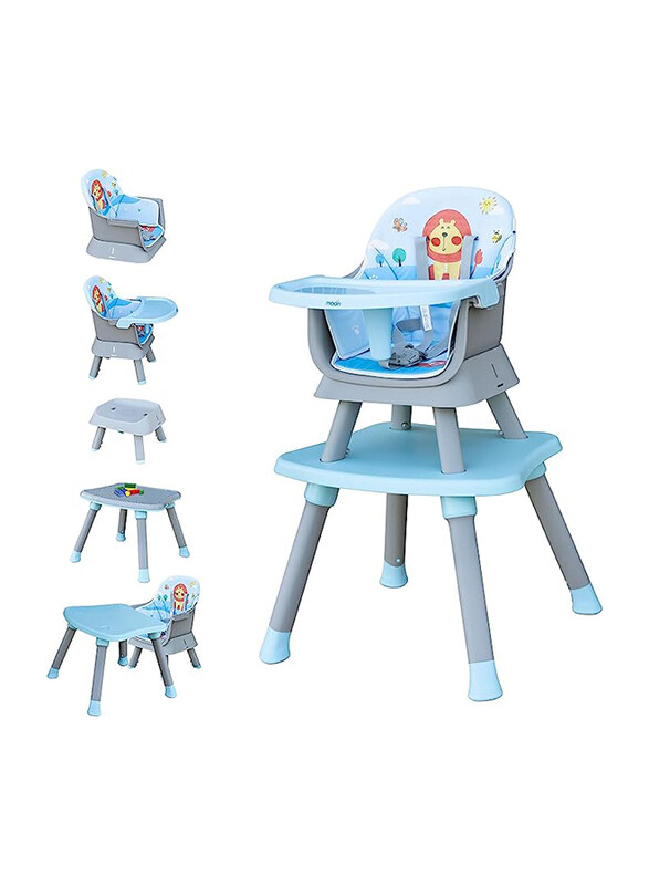 

Moon 6 In 1 High Chair Converts Dining Booster Seat with Removable Tray, Blue