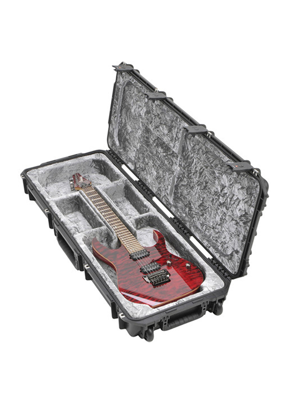 SKB iSeries Waterproof Open Cavity Flight Electric Guitar Case with Wheels, Black