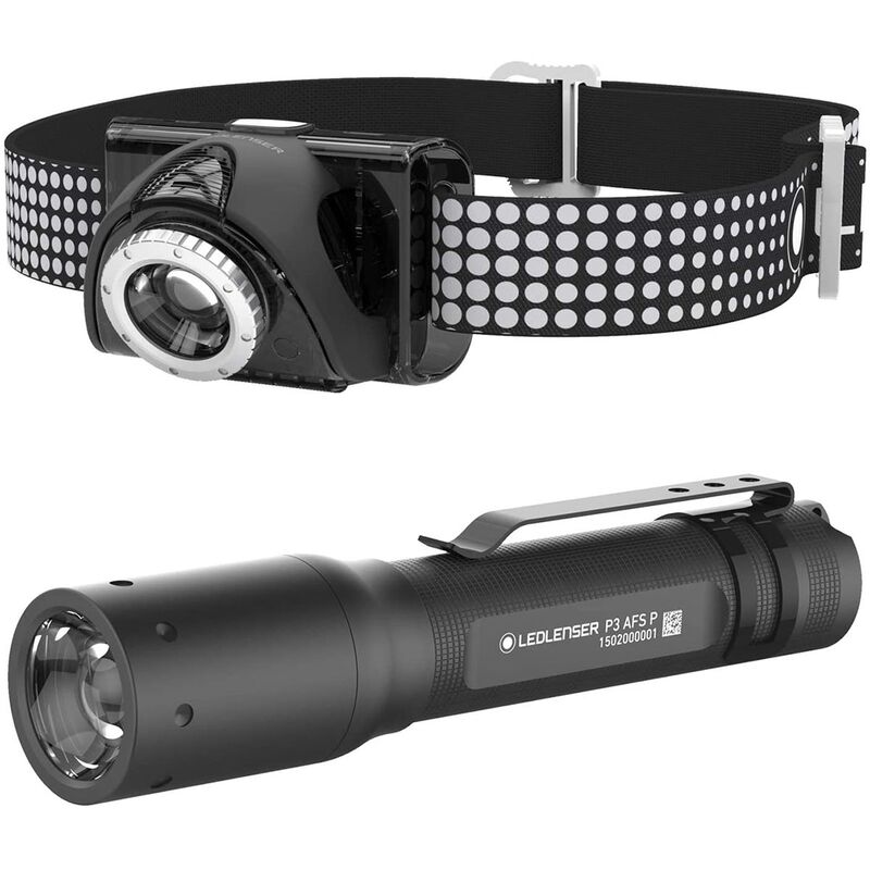 Ledlenser 2-Piece SEO7R Head Lamp and P3 Flashlight Combo Set, Black