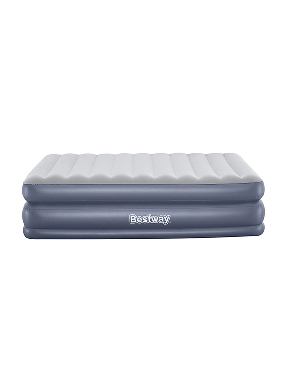 Bestway Queen Double Airbed with Integrated Electric Pump, White/Grey