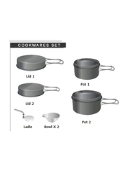 Kovea Solo2 Cookware Set, 2 x 20 x 50cm, Black/Grey