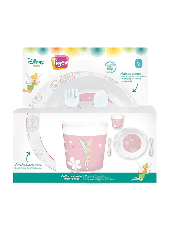 Tigex 3-Piece Tinkerbell Feeding Set, White/Pink