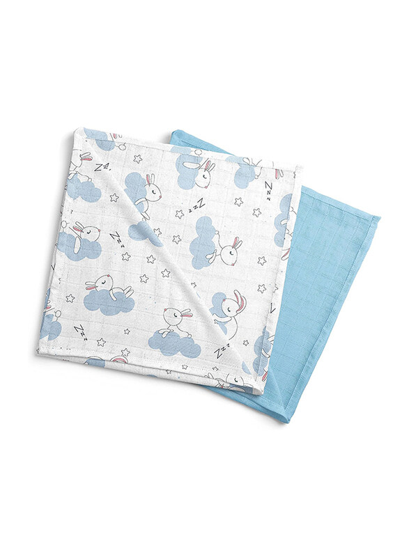 

Moon Organic Muslin Bunny Print Wrap Swaddle, Newborn, 2 Pieces, Blue