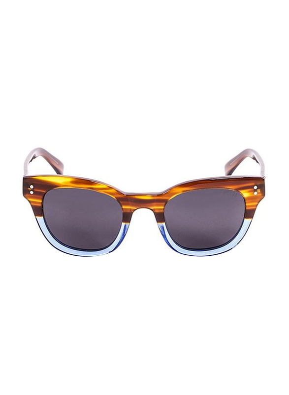 Ocean Glasses Polarized Full Rim Rectangular Santa Cruz Brown and Blue Frame Sunglasses Unisex, Smoke Lens