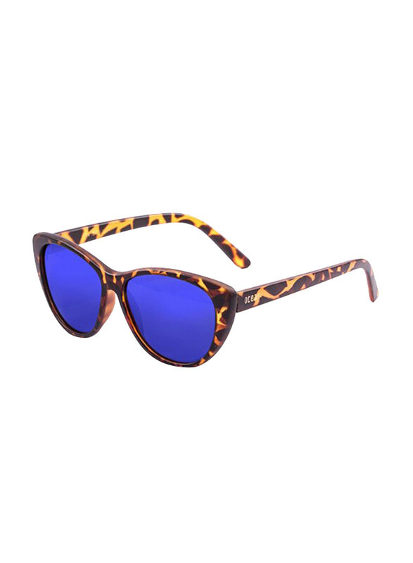 

Ocean Glasses Hendaya Polarized Full-Rim Oversized Demy Brown Frame Sunglasses Unisex, Blue Revo Lens, 40/10/140