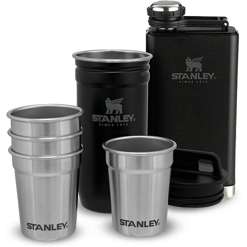 

Stanley 6-Piece 59ml/0.32 Ltr Stainless Steel Shots Glasses & Container Flask Set, Matt Black