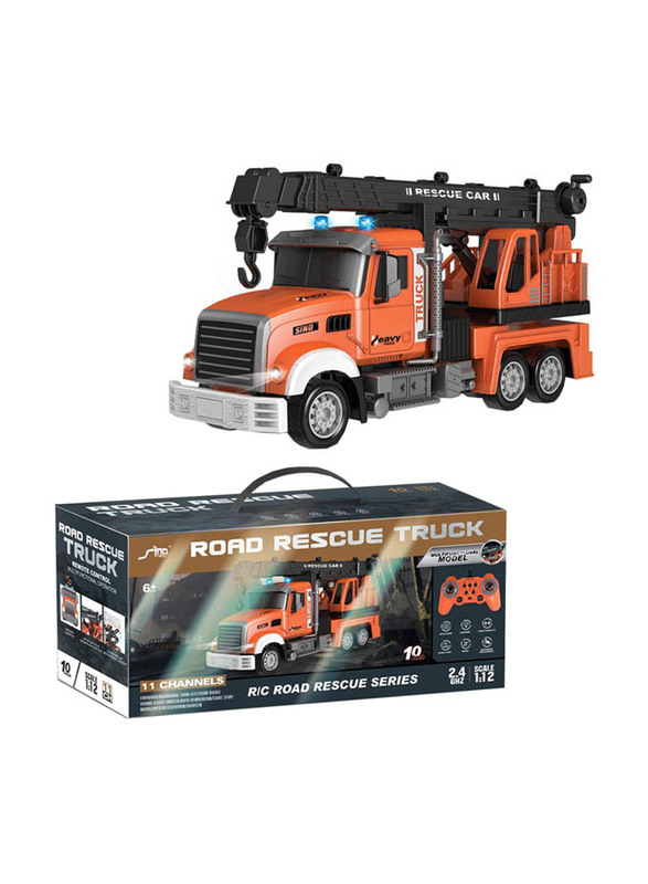 Stem 1:12 2.4g Dual Frequency 11-Pass RC Rescue Crane with Lighting and Music, Ages 3+, Orange