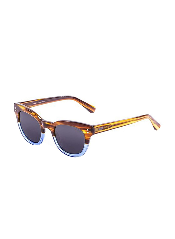 Ocean Glasses Polarized Full Rim Rectangular Santa Cruz Brown and Blue Frame Sunglasses Unisex, Smoke Lens