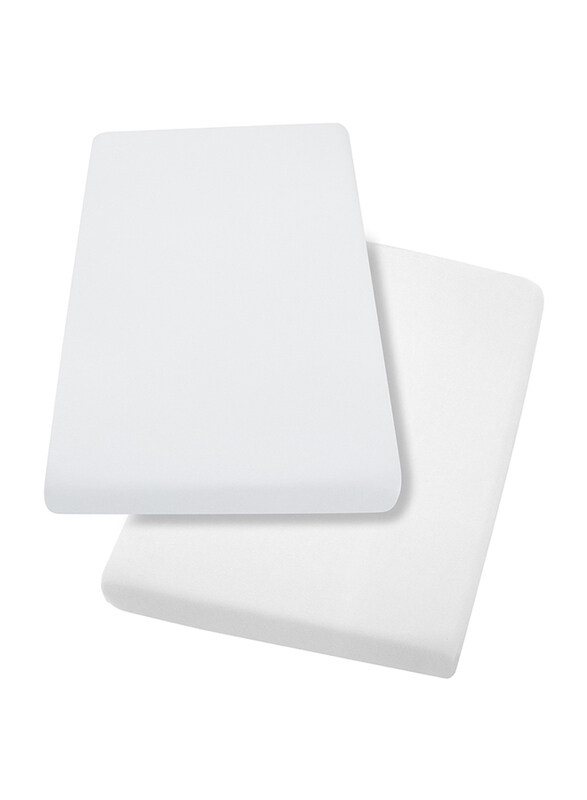 

Clevamama Jersey Cotton Fitted Sheets Travel Cot, 2 Pieces, White